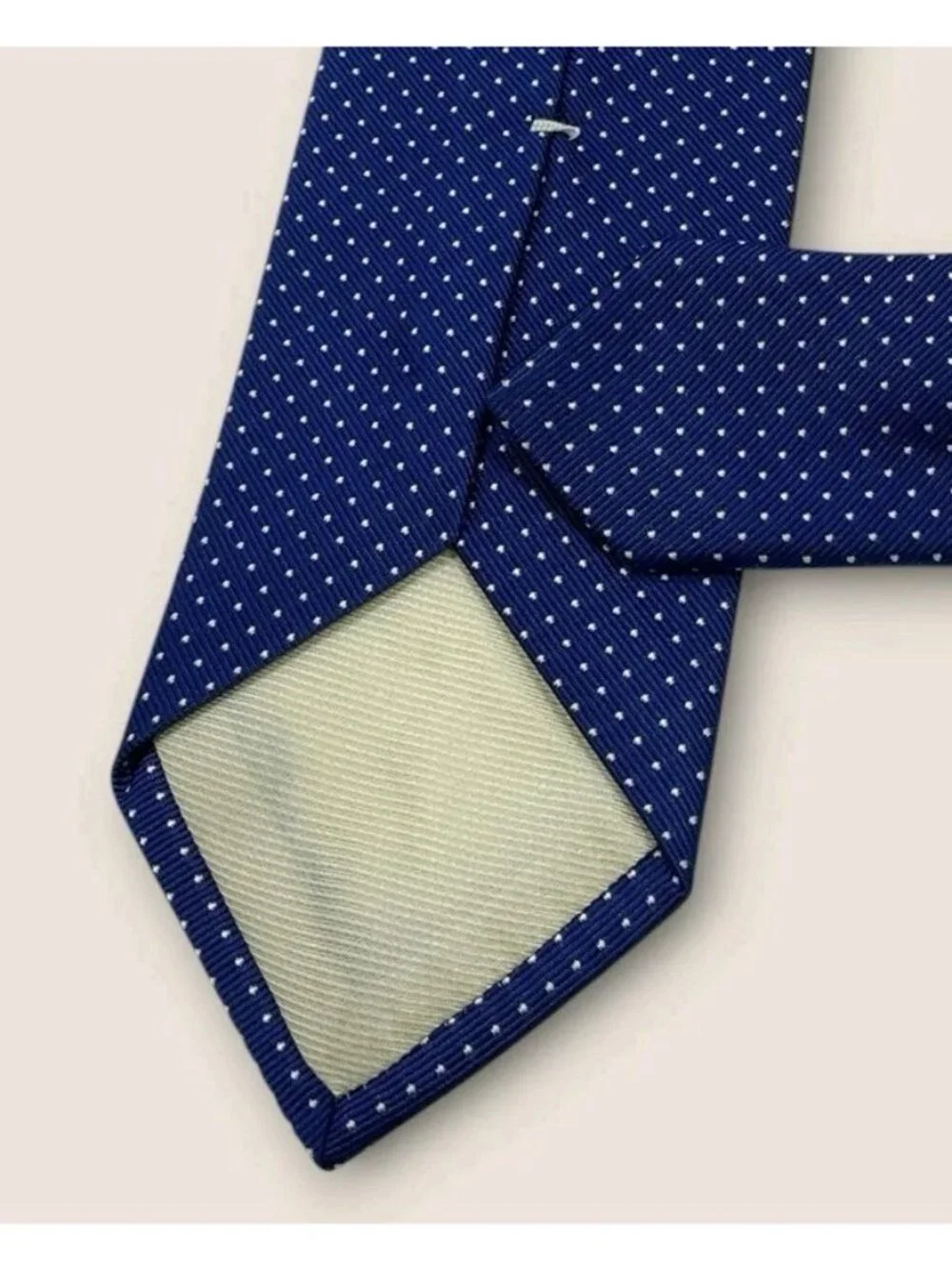 BREUER Silk Tie ITALY Blue White Polka Dot W:3.1